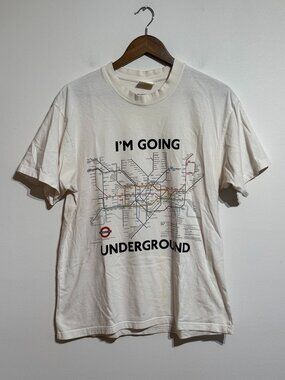 Vintage London Underground Tee, Large 100% Cotton "I'm Going Underground"